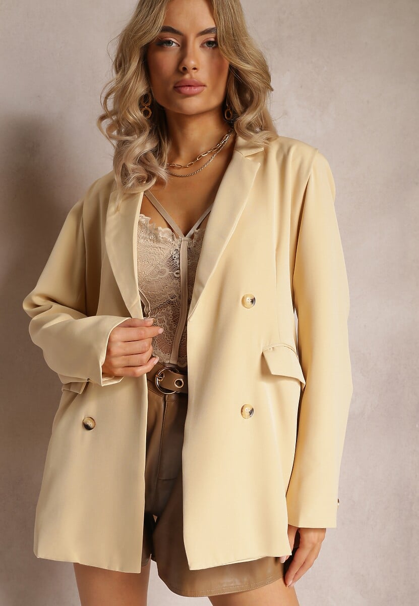 Czarna Marynarka z Klapami Ruqae