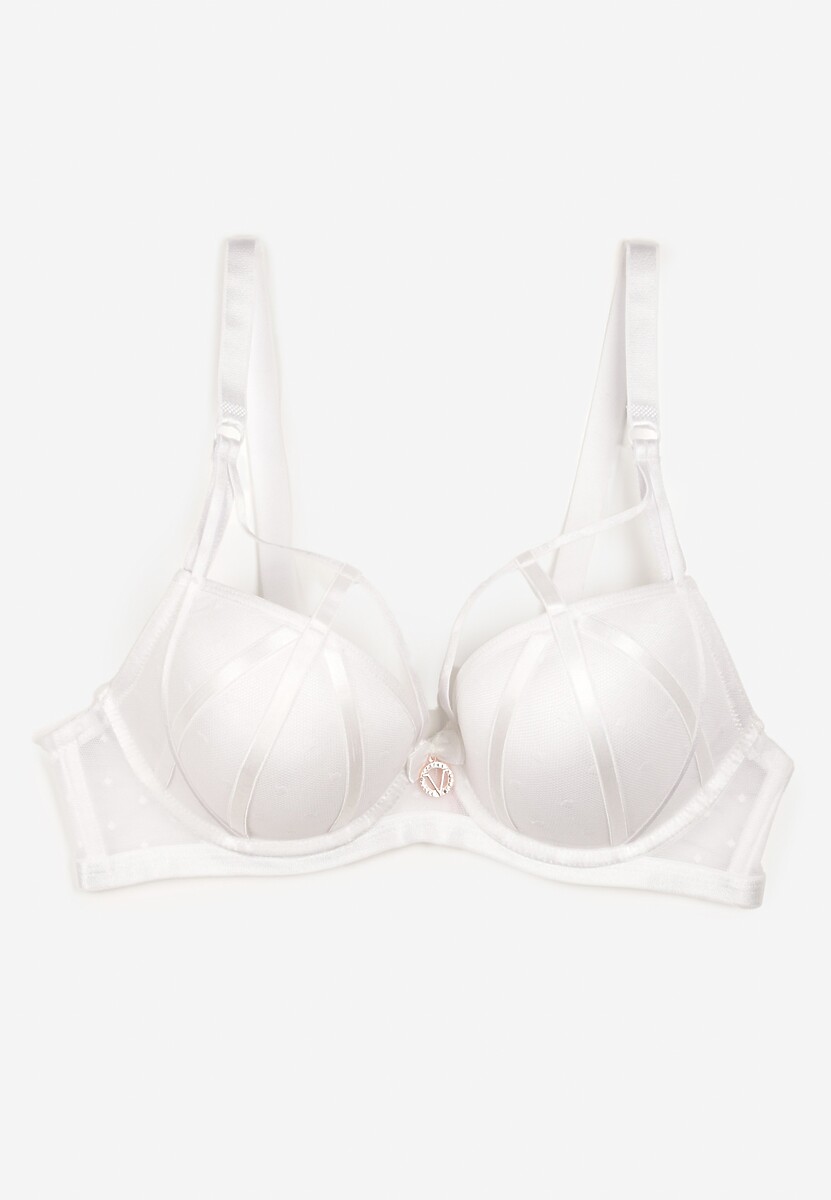 Biały Biustonosz Usztywniamy Ozdobiony Satynowymi Paseczkami Miramasa