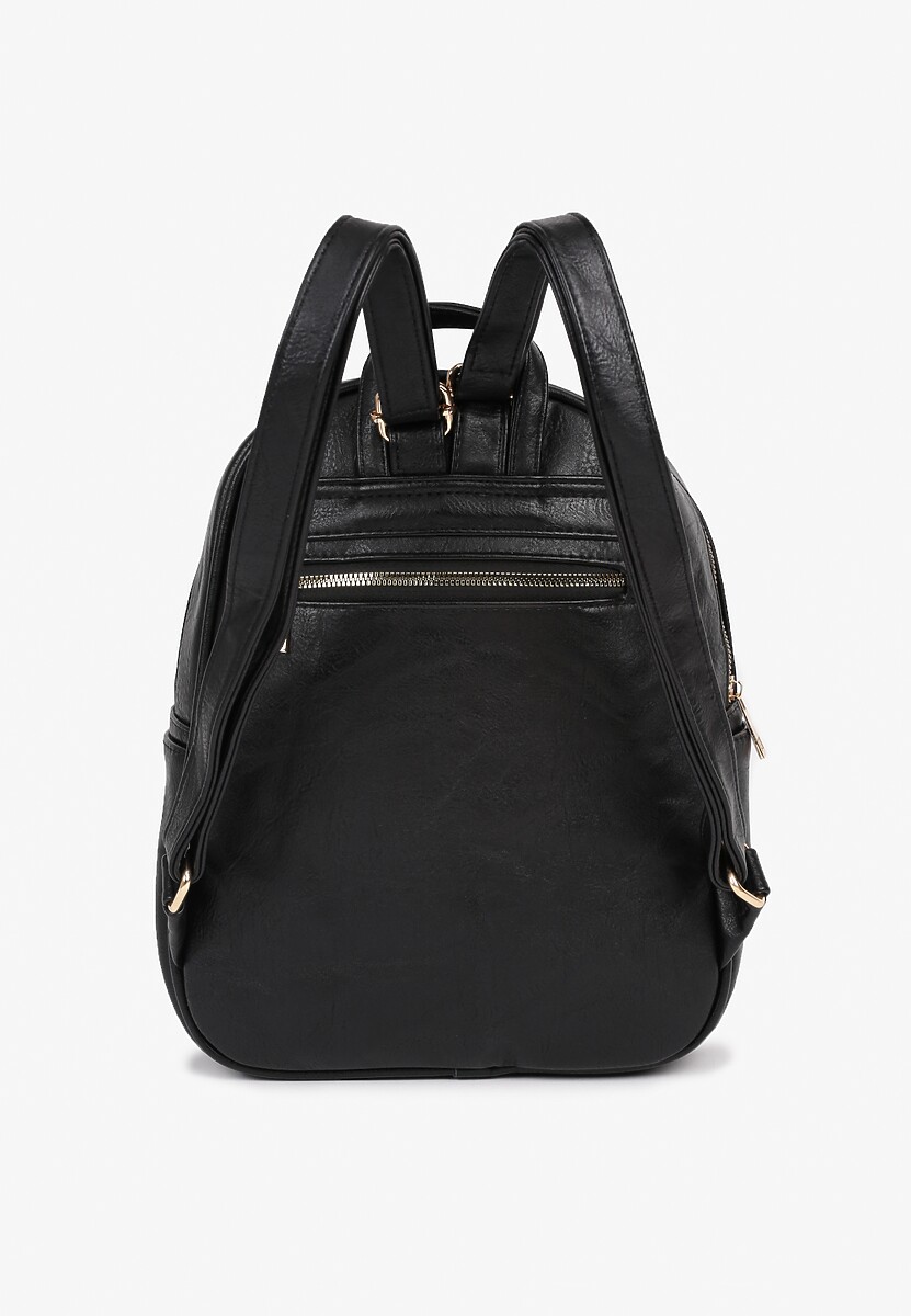 Czarny Plecak z Ozdobną Aplikacją i Suwakiem Milaretta