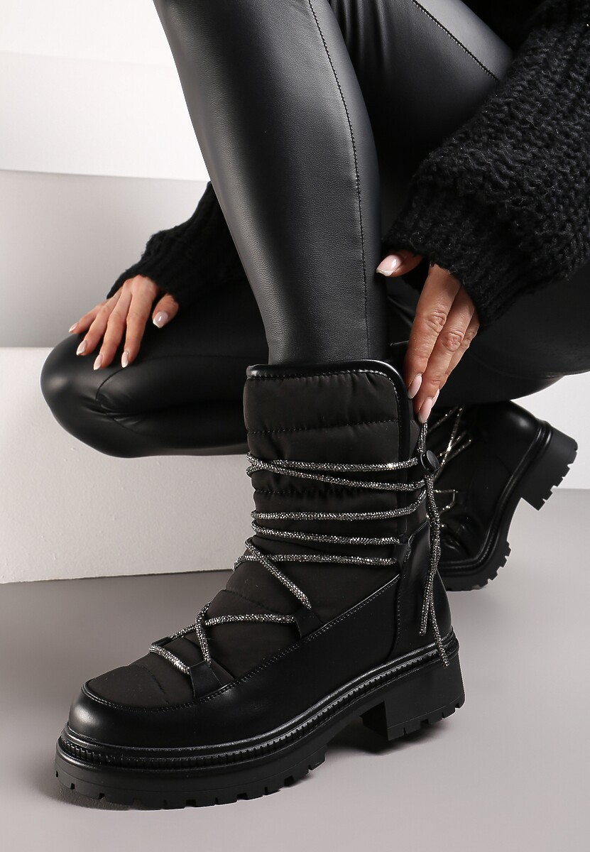 Beżowe Śniegowce na Platformie z Wiązaniem w Cyrkonie Brelara