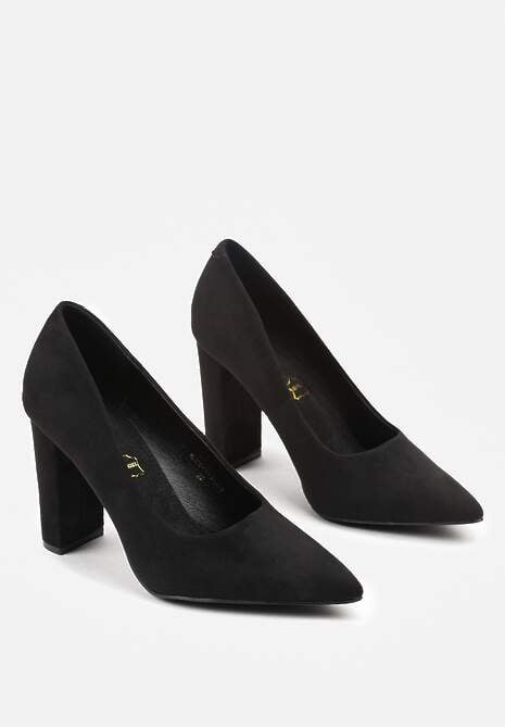 Czarne Czółenka Vices na Słupku ze Skórzaną Wkładką Pioana