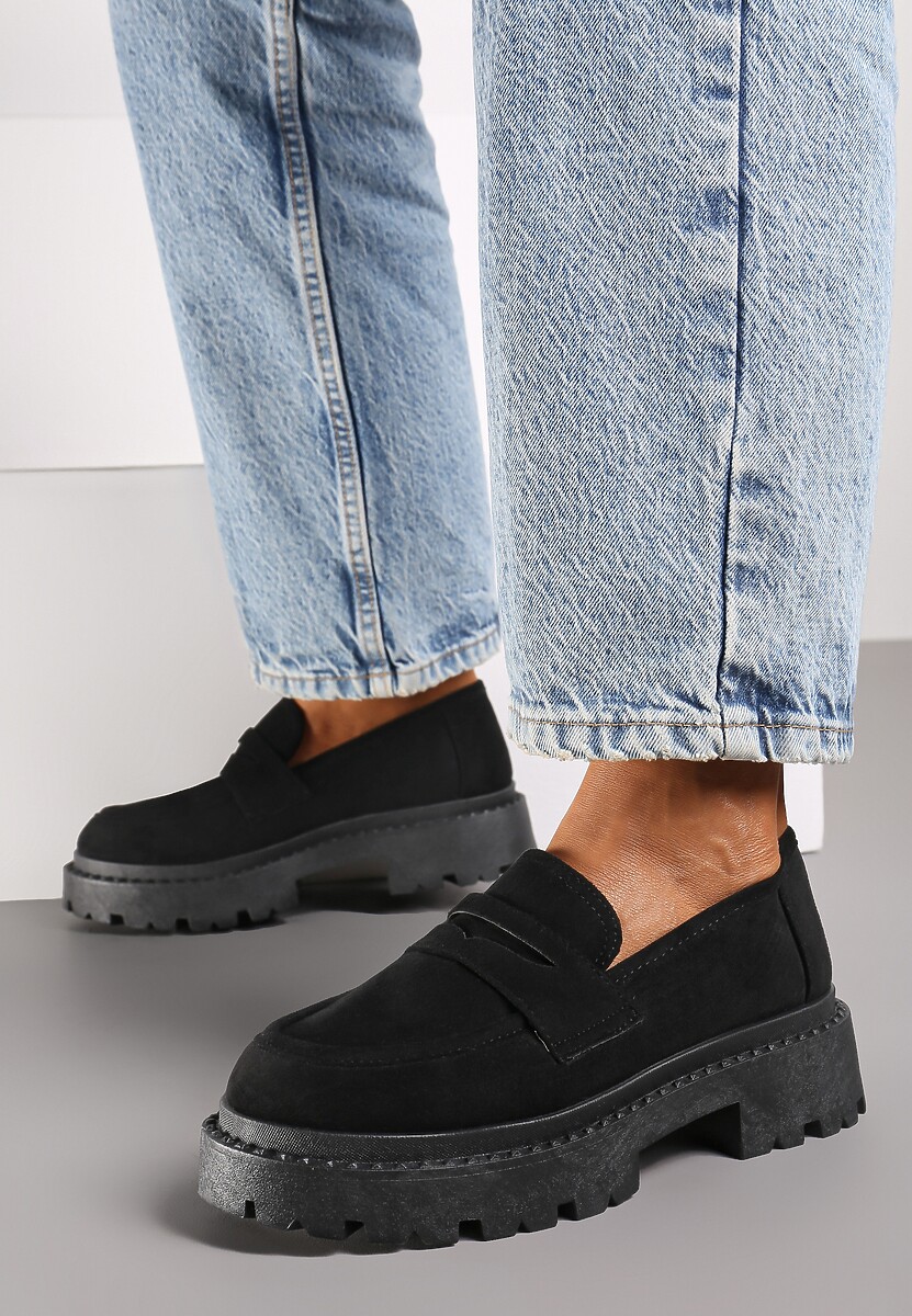 Czarne Wsuwane Mokasyny Vices na Platformie Dionela