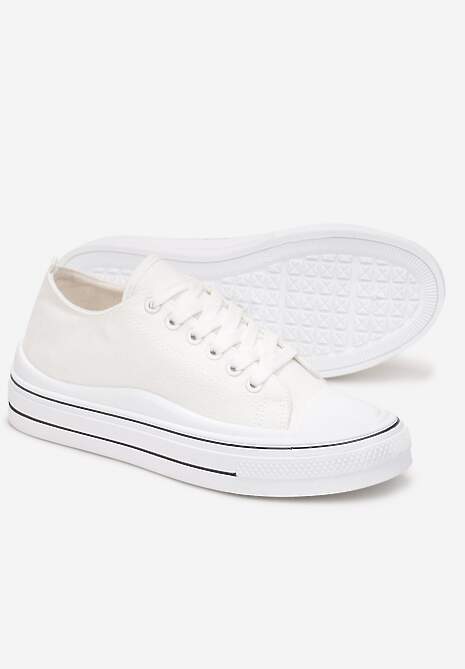 Białe Sznurowane Trampki do Kostki Kalyne