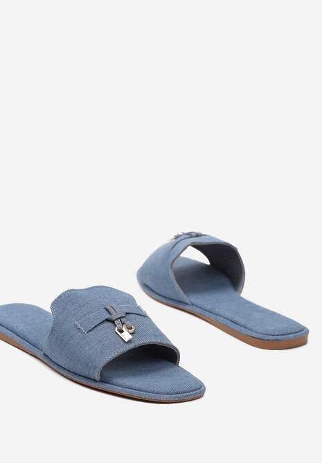 Niebieskie Klapki ze Złotymi Zawieszkami Quaria