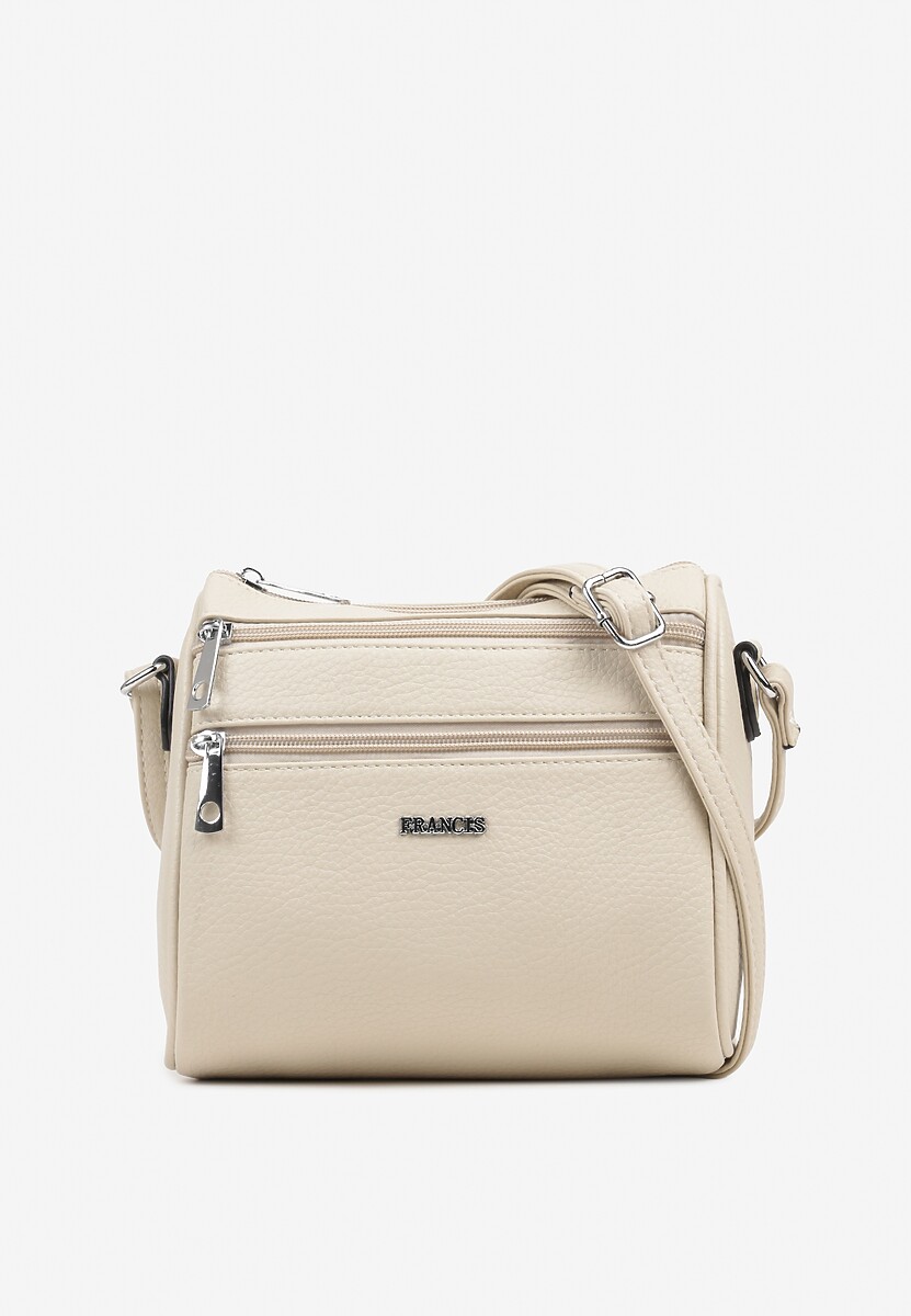 Jasnobeżowa Mała Torebka Listonoszka z Kieszeniami na Suwak Savirette