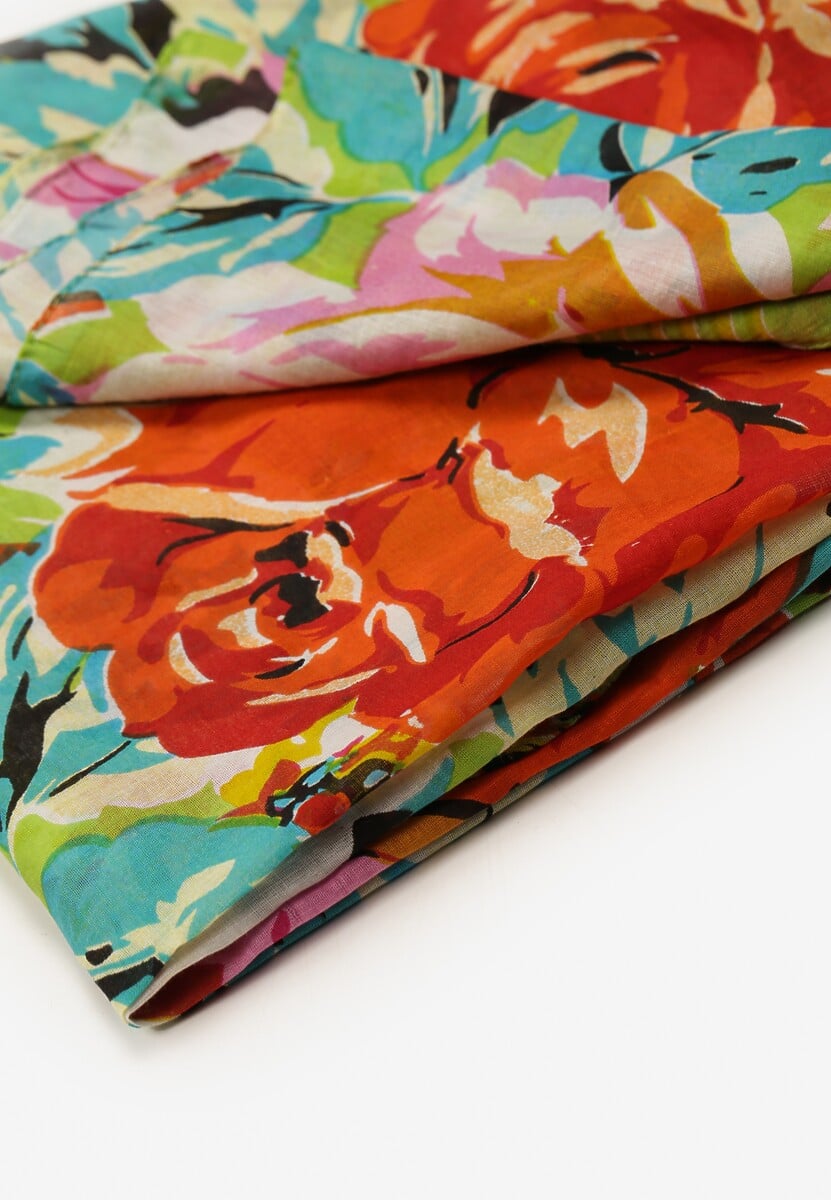 Zielono-Czerwony Bawełniany Szalik Apaszka z Modnym Wzorem Xorria