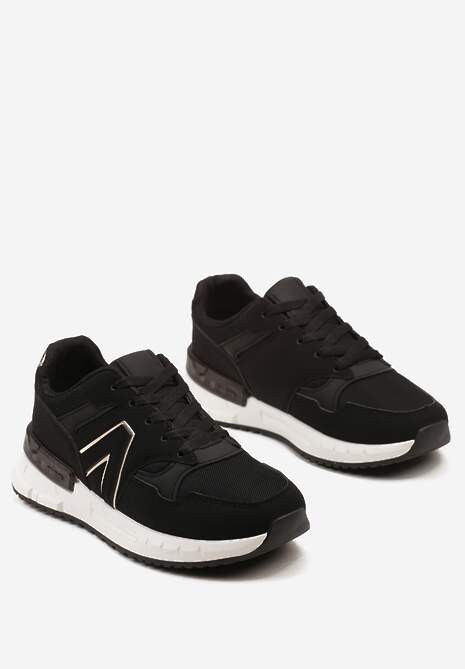Czarne Płaskie Sneakersy przed Kostkę z Ekozamszu ze Sznurowaniami Jrines