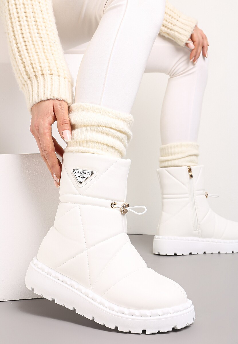 Czarne Śniegowce za Kostkę na Platformie ze Ściągaczem Rindali