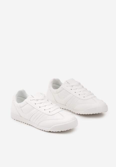 Białe Sneakersy Typu Tenisówki z Kontrastowymi Wstawkami Feladith