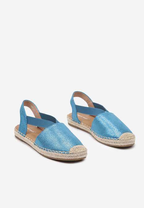 Niebieskie Espadryle z Ekoskóry na Płaskiej Podeszwie Cecilas