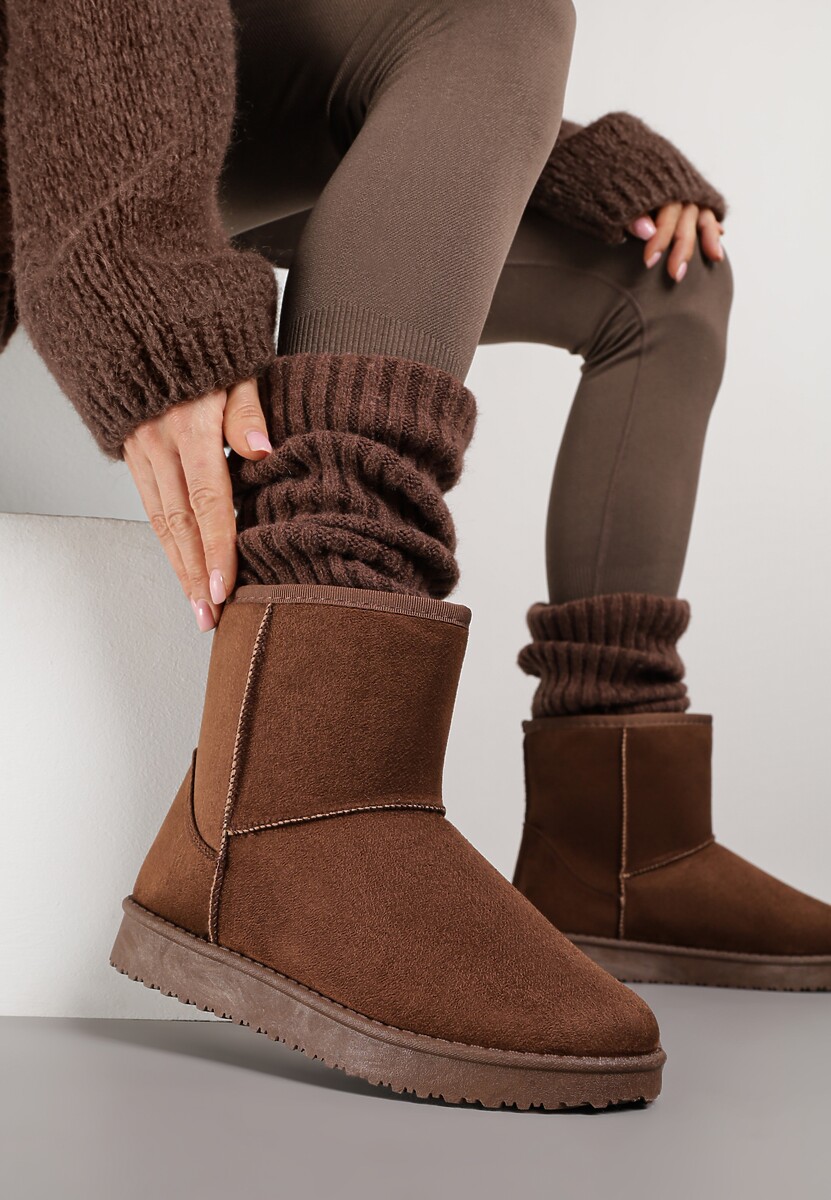 Beżowe Śniegowce z Przeszyciami po Bokach Retena