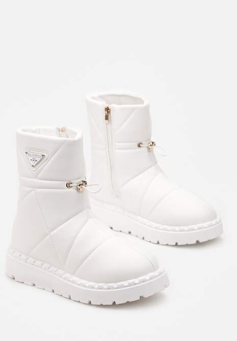 Białe Śniegowce za Kostkę na Platformie ze Ściągaczem Rindali