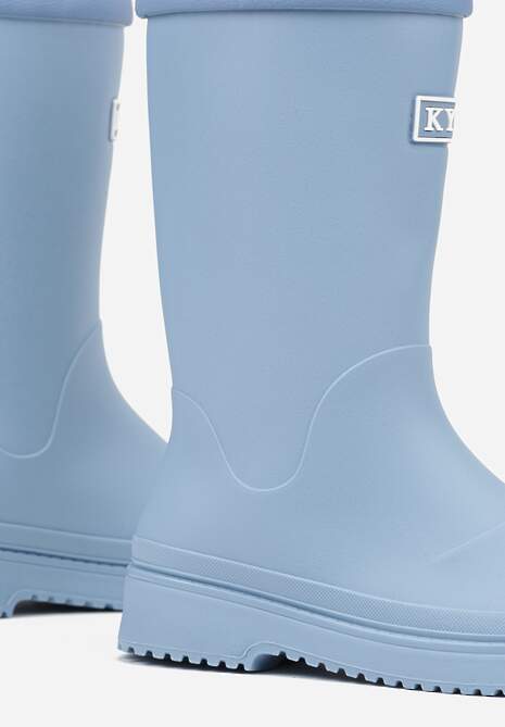 Niebieskie Kalosze Ozdobione Napisem ze Ściągaczem przy Cholewce Voslia