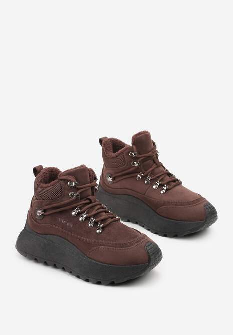 Brązowe Sneakersy Śniegowce Vices na Platformie w Sportowym Stylu Nelsella