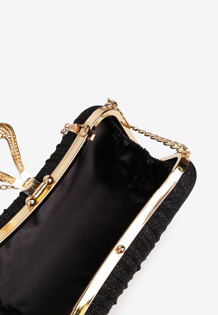 Czarna Torebka Kopertówka na Łańcuszku Zdobiona Cyrkoniową Aplikacją  Elkarria