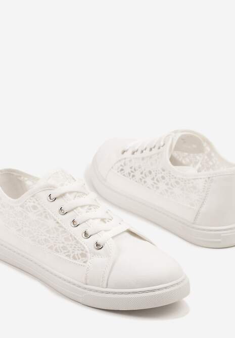 Białe Trampki Tenisówki Ozdobione Ażurową Cholewką Xalimi