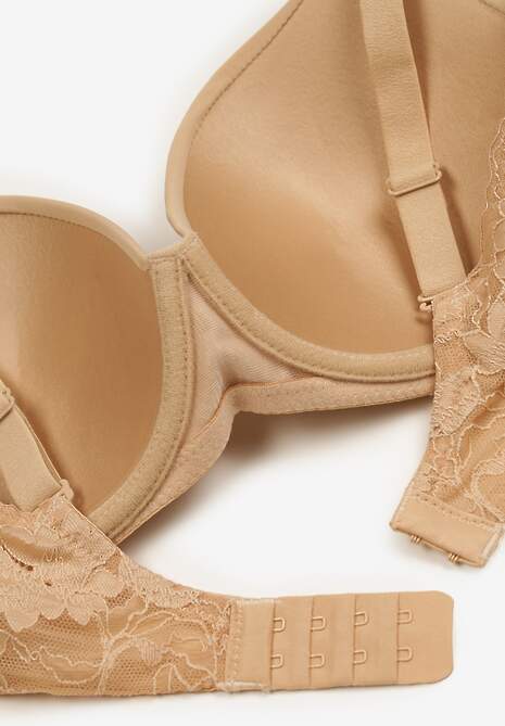 Beżowy Biustonosz o Klasycznym Kroju z Usztywnionymi Miseczkami Nansinae