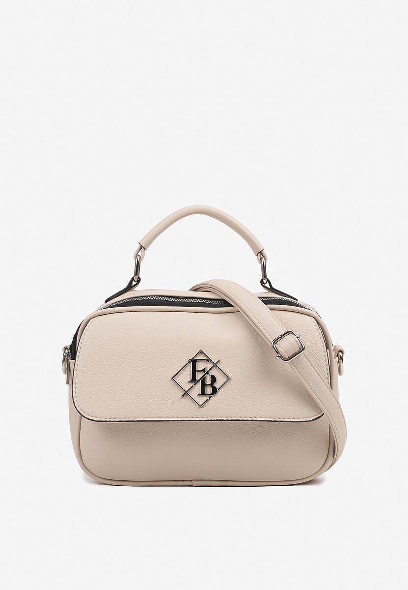 Beżowa Torebka Typu Listonoszka z Rączką Zdobiona Aplikacją Avenissa