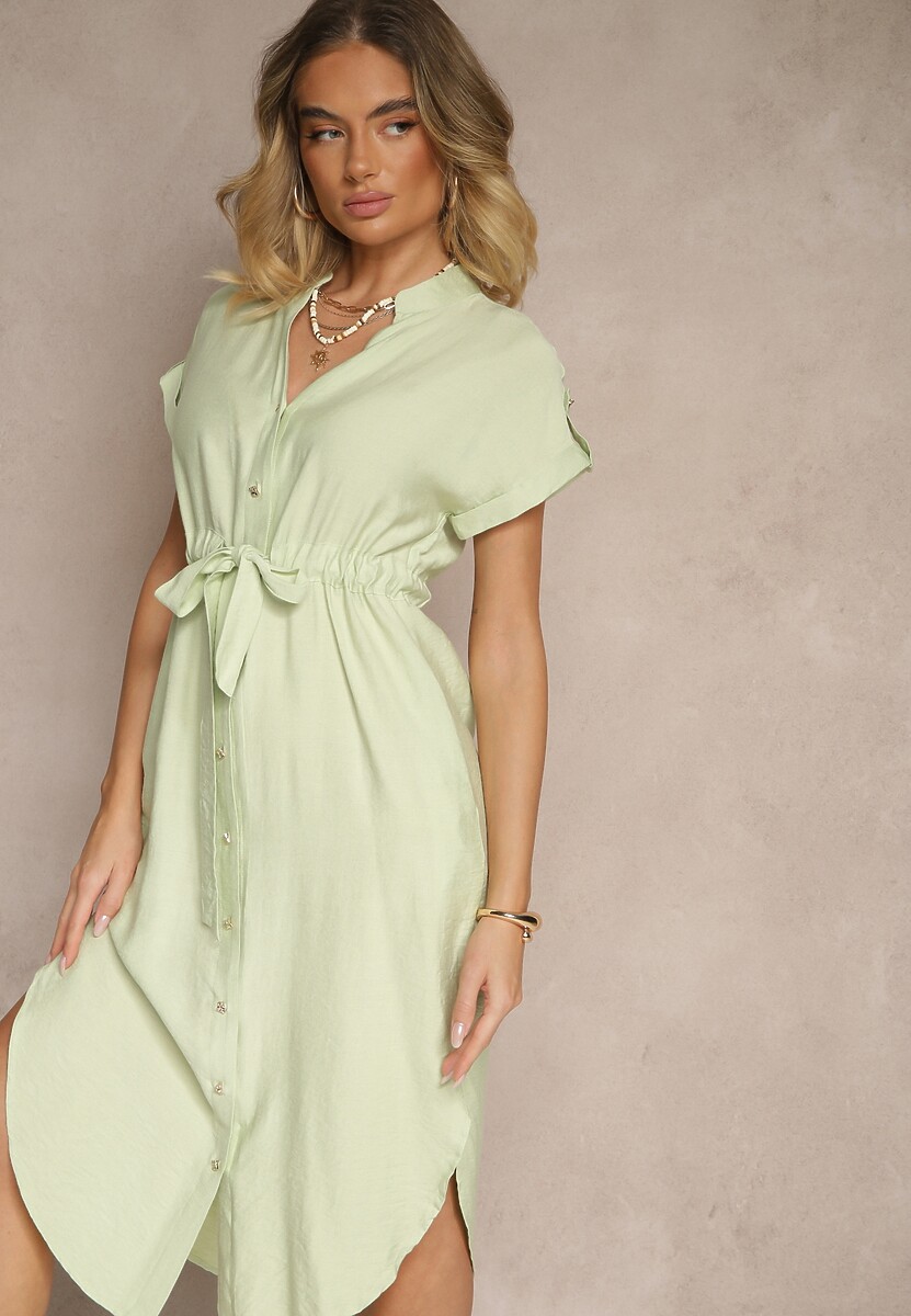 Czarna Koszulowa Rozkloszowana Sukienka z Wiskozy z Paskiem Katilene