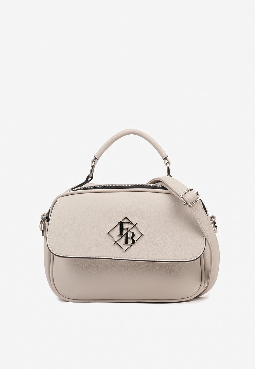 Jasnobeżowa Torebka Typu Listonoszka z Rączką Zdobiona Aplikacją Avenissa