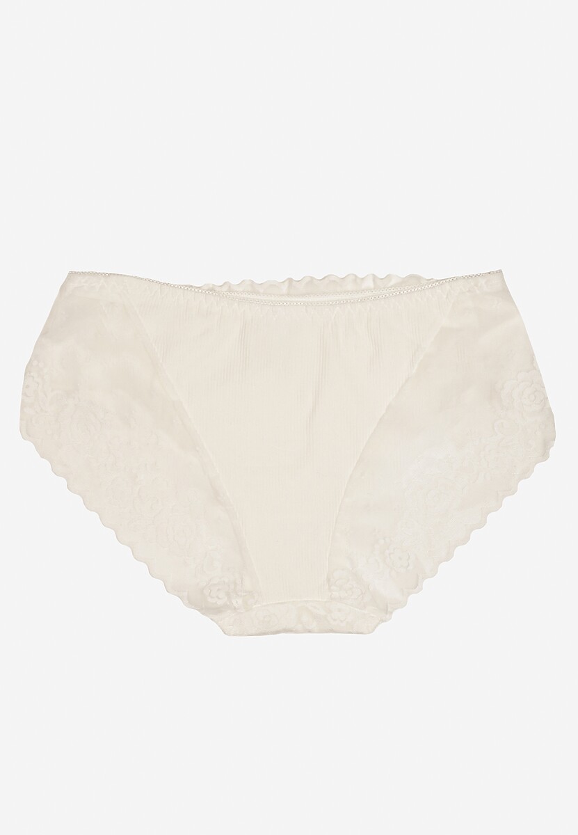Białe Koronkowe Majtki Figi z Bawełny Kelista