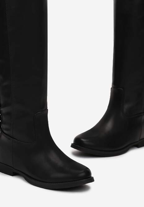 Czarne Płaskie Kozaki z Frędzlami w Stylu Kowbojek Volpe