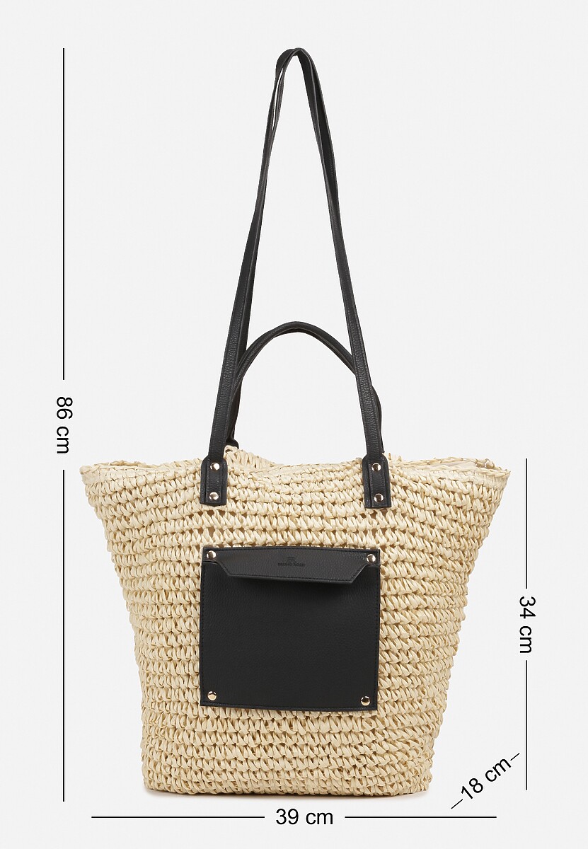 Czarna Torebka z Plecionki z Dodatkową Kieszonką z Ekoskóry Cosina