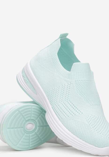 Zielone Wsuwane Buty Sportowe na Płaskiej Podeszwie Sheina