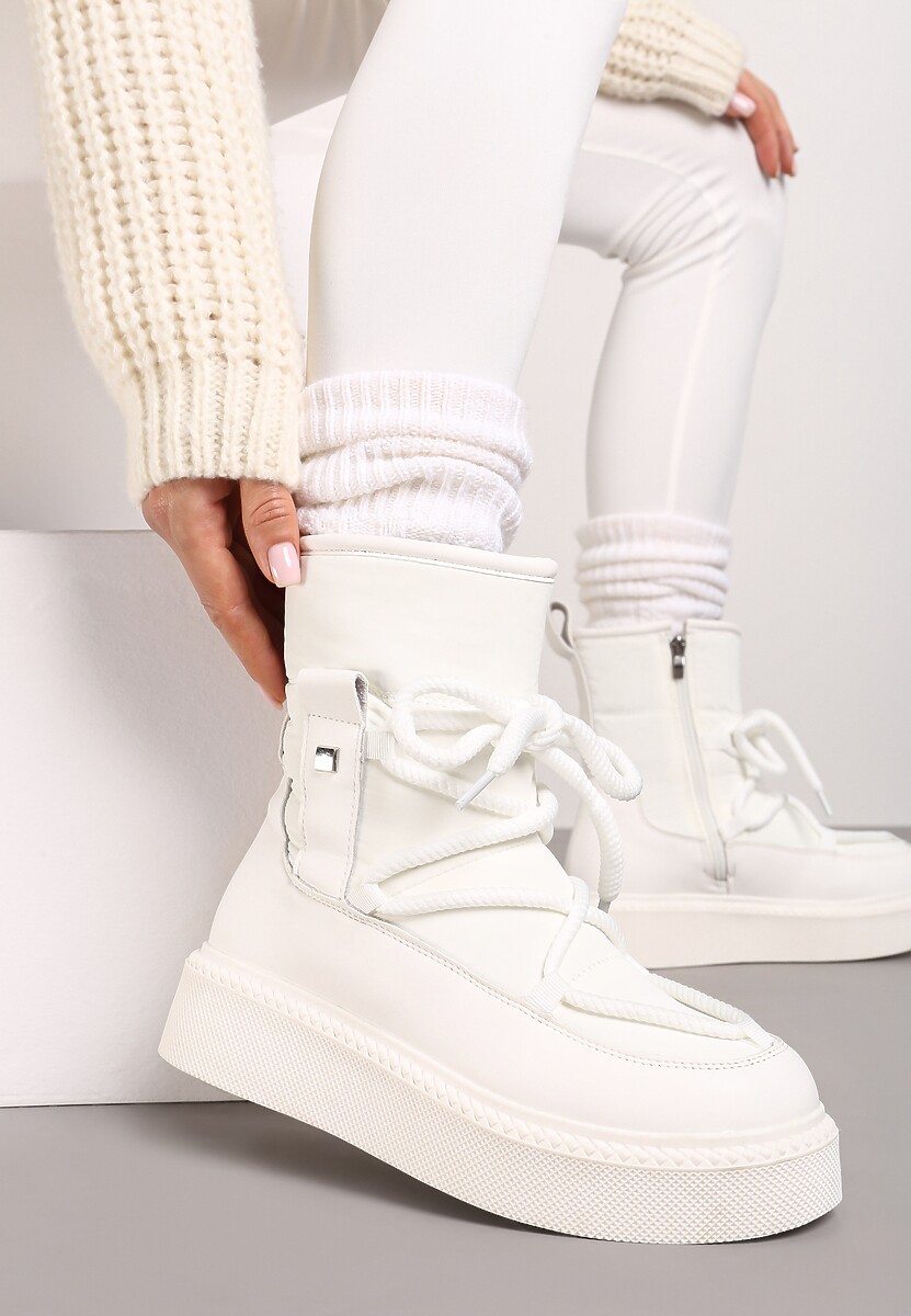 Srebrne Śniegowce na Platformie ze Sznurowaniem Tirilissa