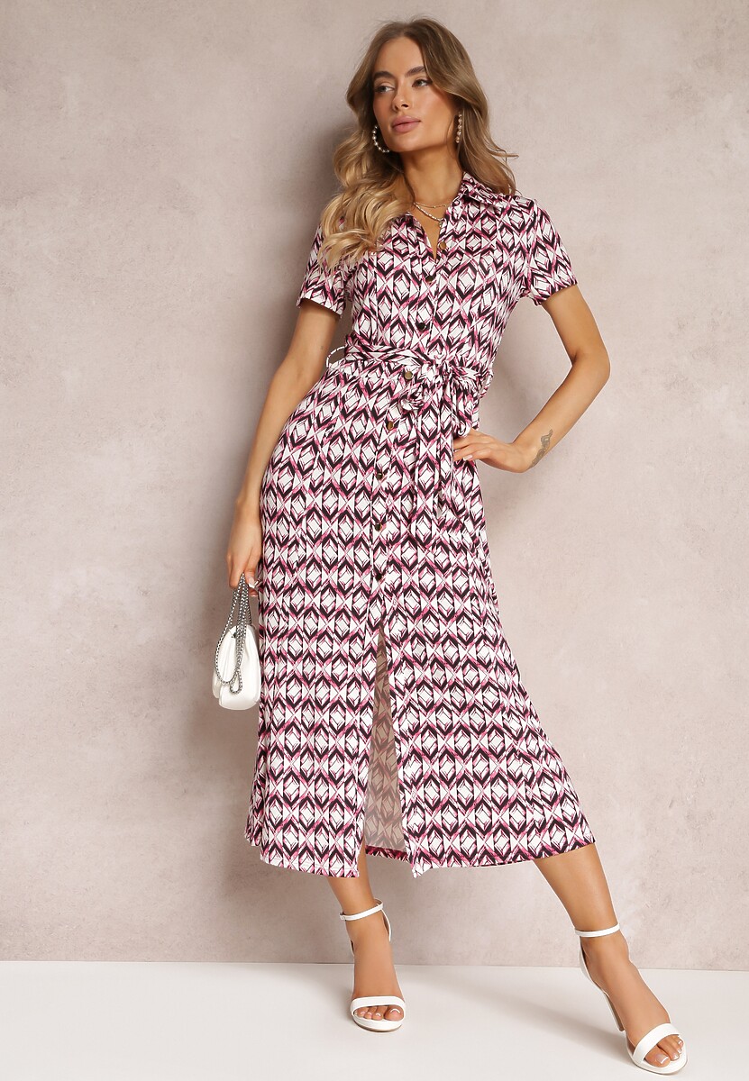 Fuksjowa Sukienka Mamci Koszulowa Wiązana w Pasie Maevana