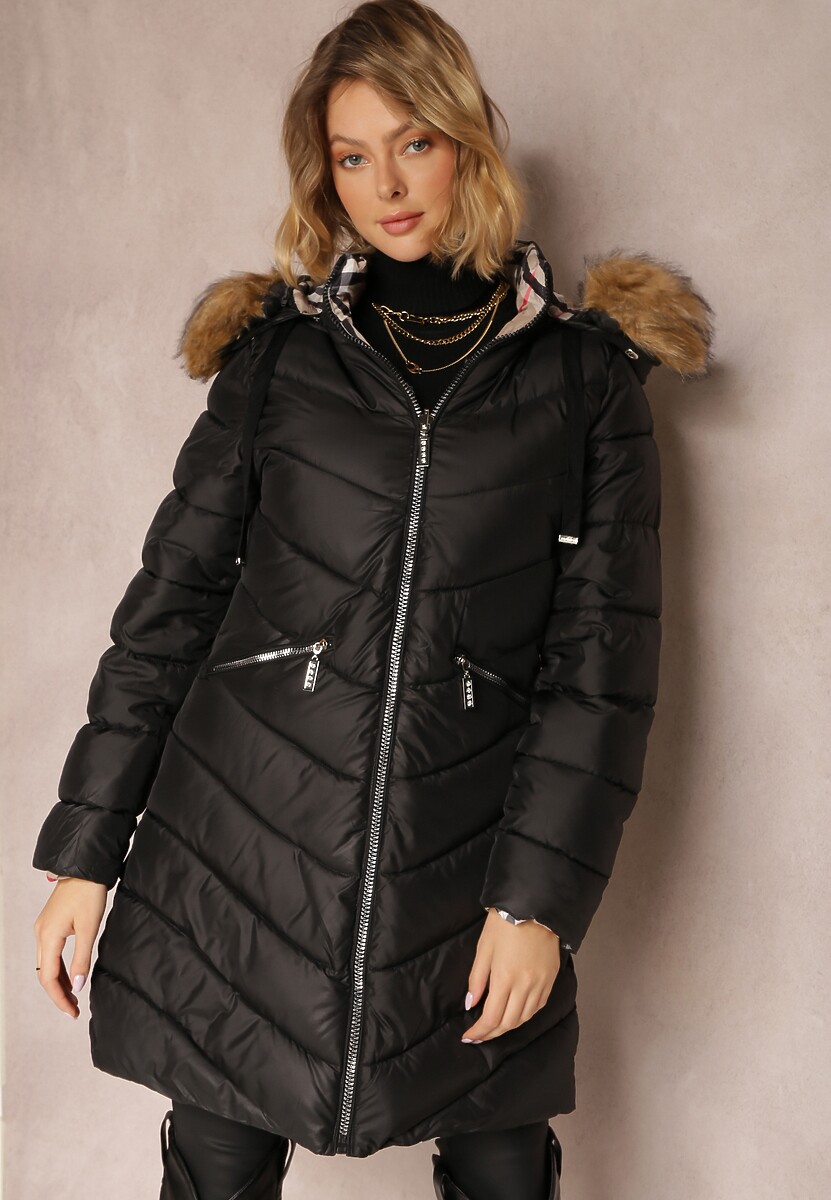 Czarna Kurtka Dwustronna z Kapturem Mici