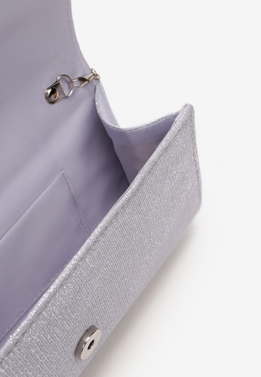 Srebrna Brokatowa Torebka Kopertówka z Łańcuszkiem Bobbette