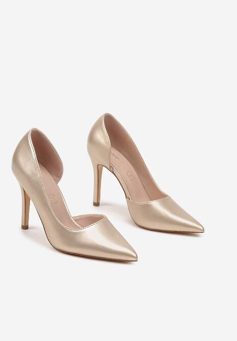 Złote Klasyczne Szpilki Vices z Wkładką z Naturalnej Skóry Norelis