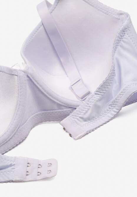 Biały Casualowy Gładki Biustonosz z Ozdobną Kokardką i Regulowanymi Ramiączkami Kenssin