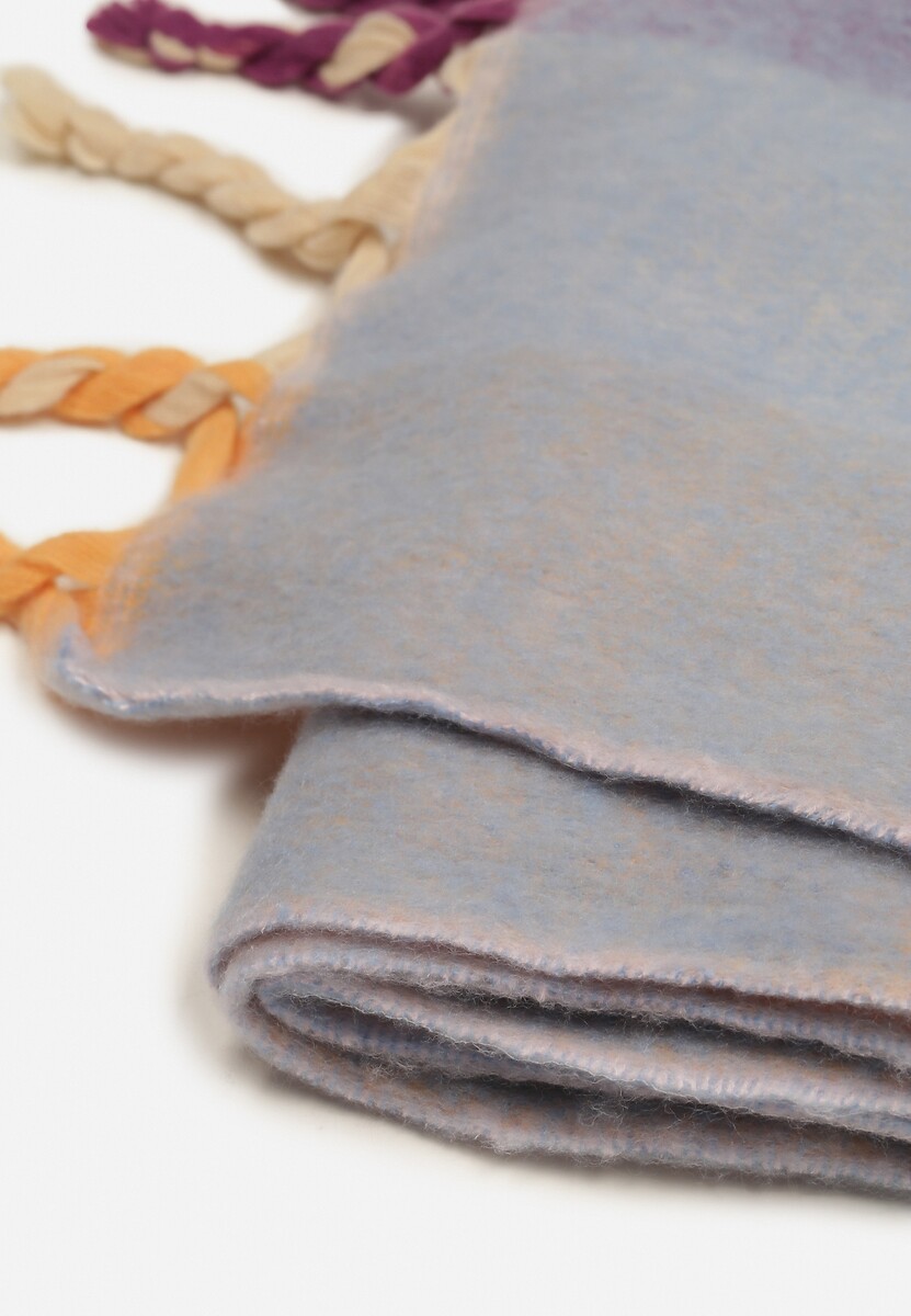 Fioletowy Szalik z Motywem Pasków i Warkoczami Tinalissea