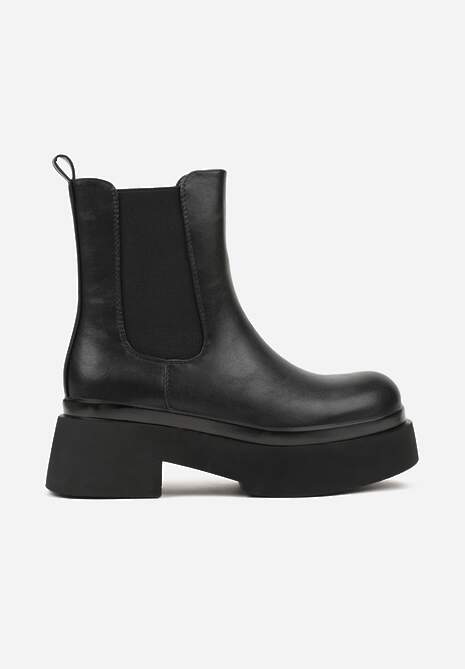 Czarne Botki Sztyblety na Platformie Tevirka