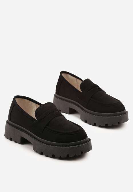 Czarne Wsuwane Mokasyny Vices na Platformie Dionela