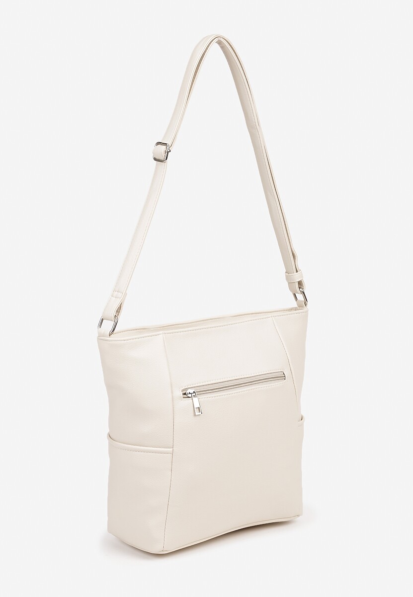 Beżowa Torebka na Ramię z Ozdobnym Tłoczeniem Nanelven