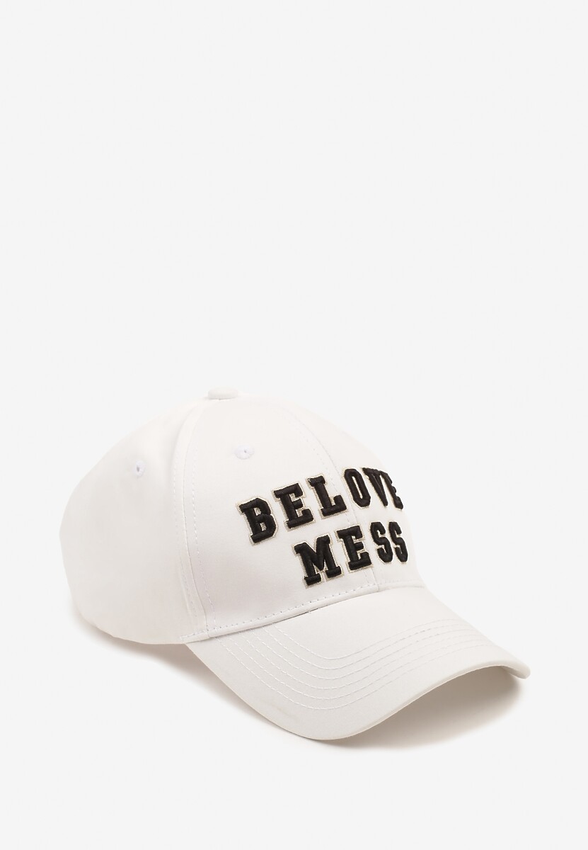 Ciemnobeżowa Czapka z Bawełny z Daszkiem i Napisem Mirazi