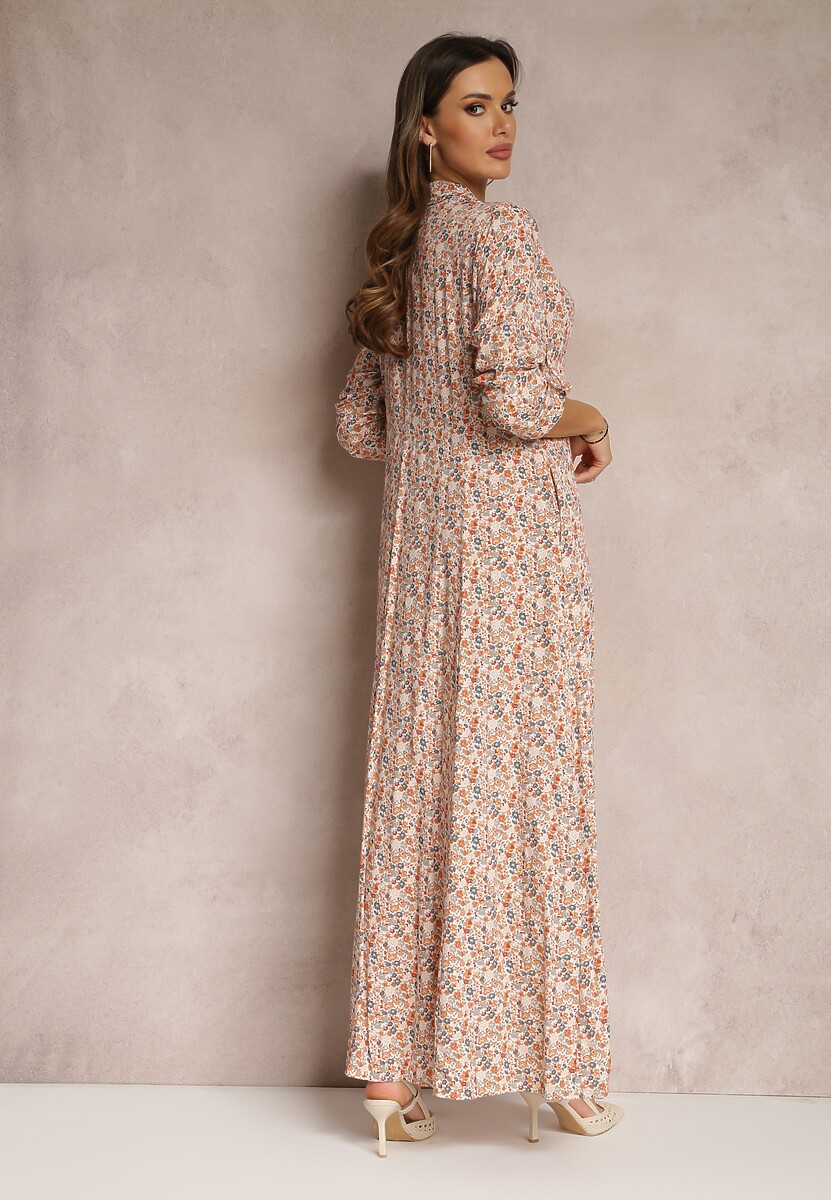 Biało-Pomarańczowa Sukienka Adena