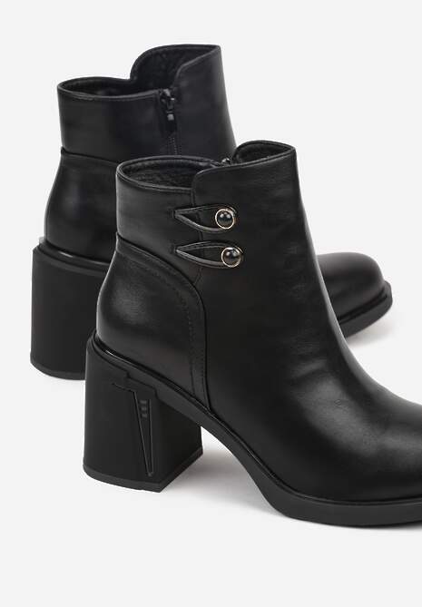 Czarne Basicowe Botki do Kostki VICES na Słupkowym Obcasie Naleasa