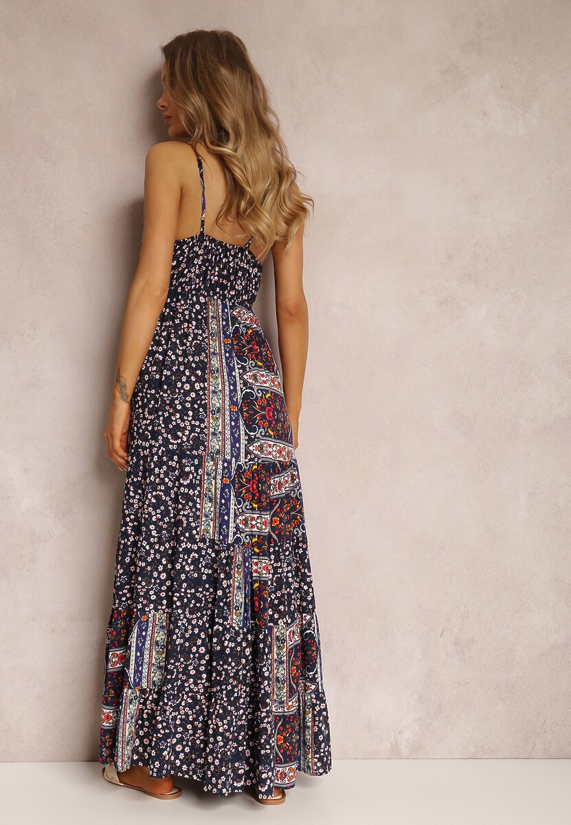 Granatowa Sukienka z Wiskozy Fihi