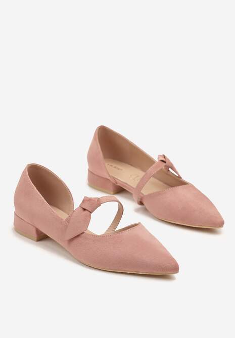 Różowe Czółenka Vices na Płaskiej Podeszwie ze Skórzaną Wkładką z Supełkiem Liliarine