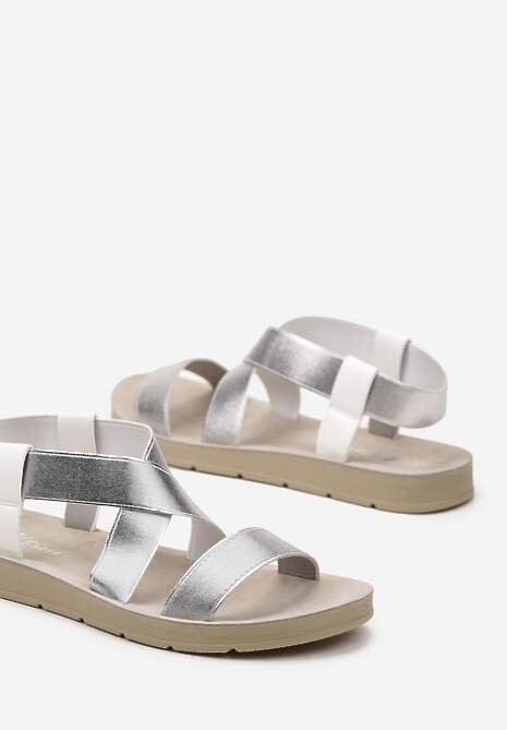 Białe Sandały w Sportowym Stylu z Elastycznymi Paskami Andelmia