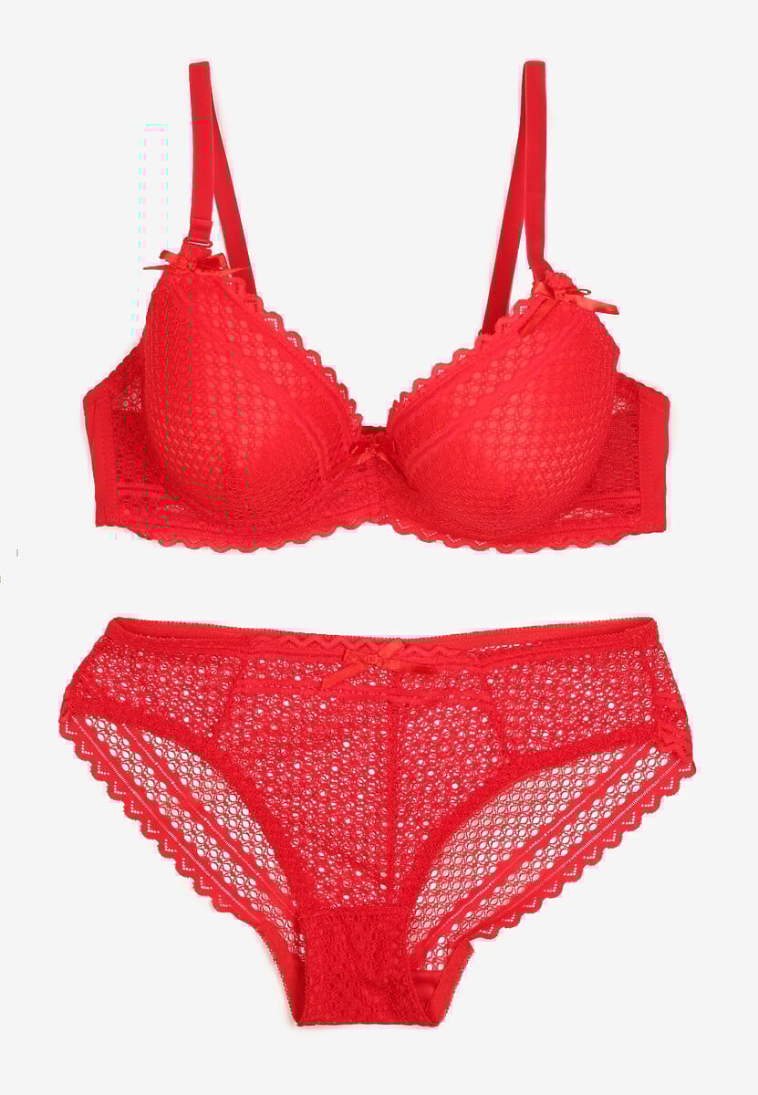 Biały Komplet z Koronki Regulowany Biustonosz Full Cup oraz Majtki Figi Irialynne