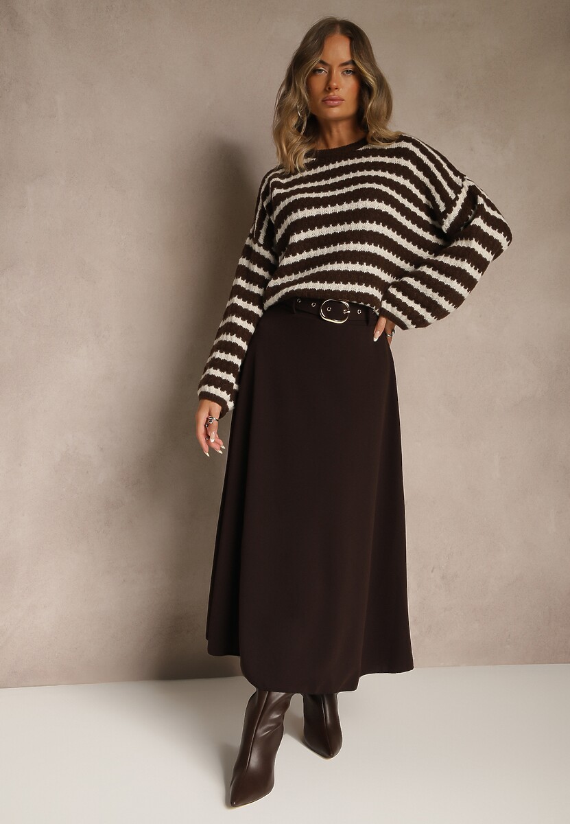 Bordowa Spódnica o Rozkloszowanym Kroju Melobia