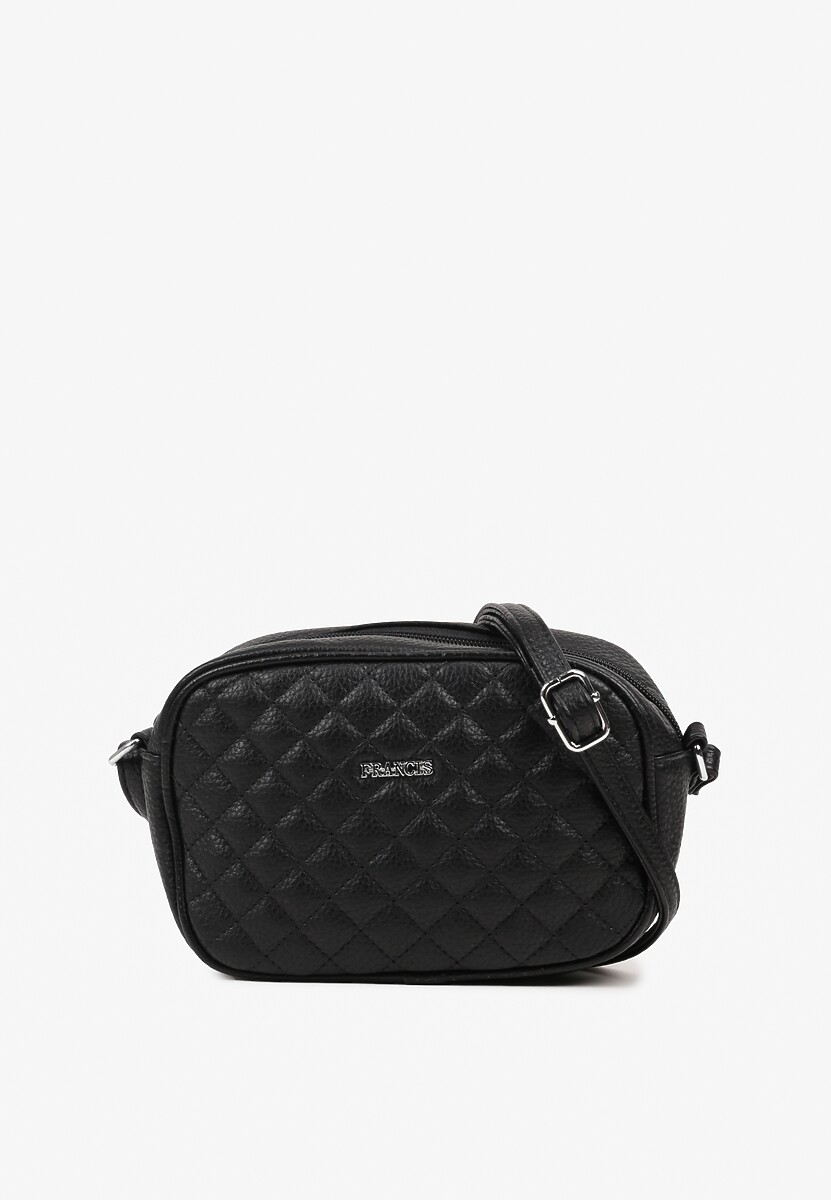 Czarna Pikowana Torebka Listonoszka Ozdobiona Napisem Silanire