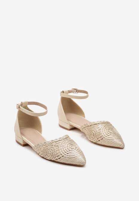 Beżowe Sandały na Płaskim Słupku z Plecionym Noskiem w Szpic Haprioa