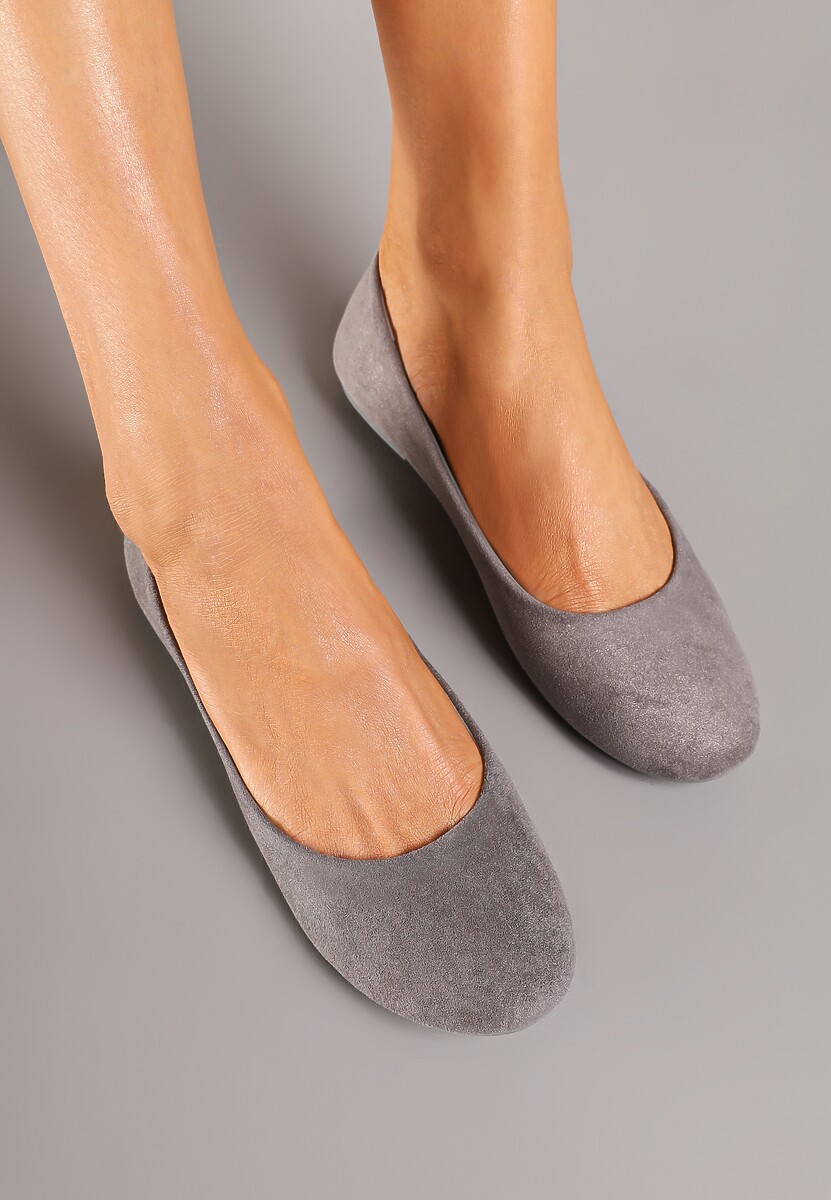 Szare Balerinki z Błyszczącą Cholewką Delioneta