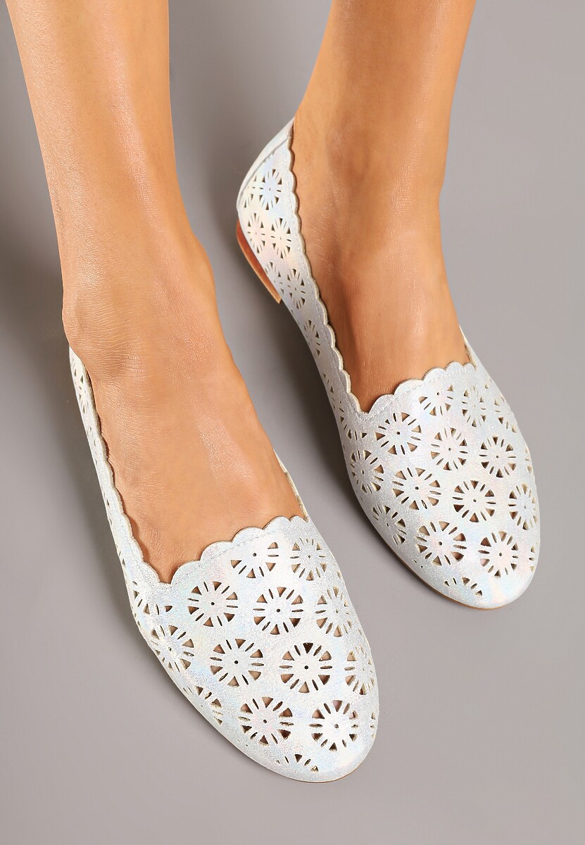 Srebrne Ażurowe Balerinki w Casualowym Stylu Selonias